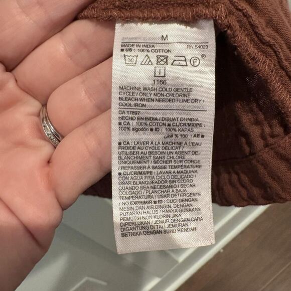 Old Navy Dress Womens Medium Brown Long Sleeve Textured Gauze Tunic Pockets Fall - Picture 10 of 11